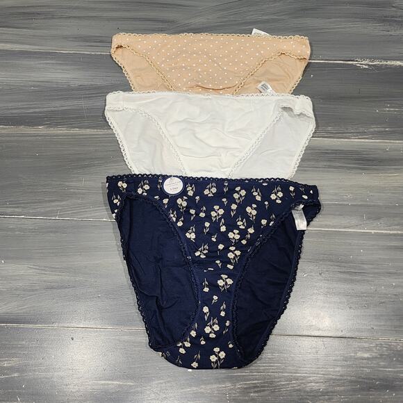 Charter Club Hi Cut Bikini Underwear Panties 3 Pair Size Medium - Picture 1 of 7
